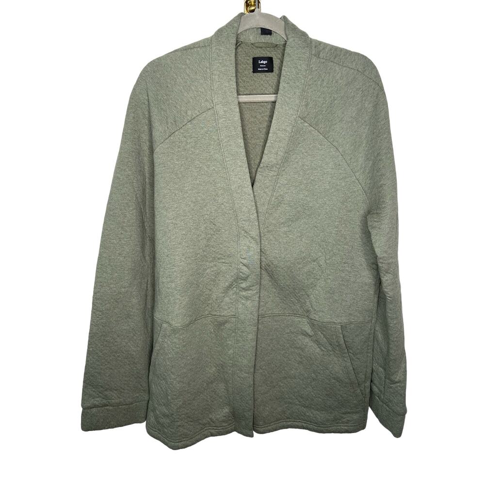 Lunya Lahgo Men’s Restore Double Faced Cardigan Sweater Green Heather Size M